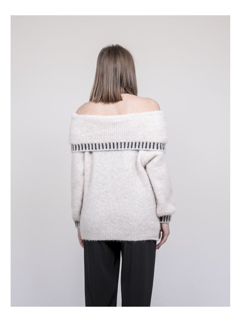 Pull colletto bardot KERVELLA Ecru - Kiabi