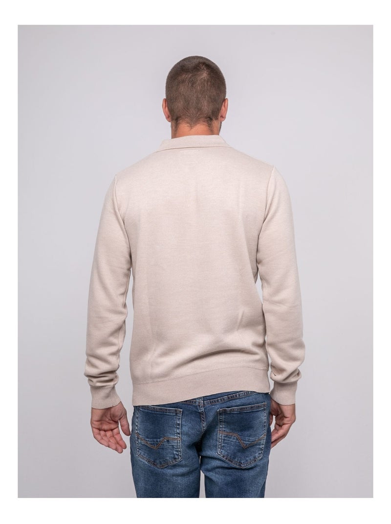 Pull colletto polo LOMEDI Beige - Kiabi