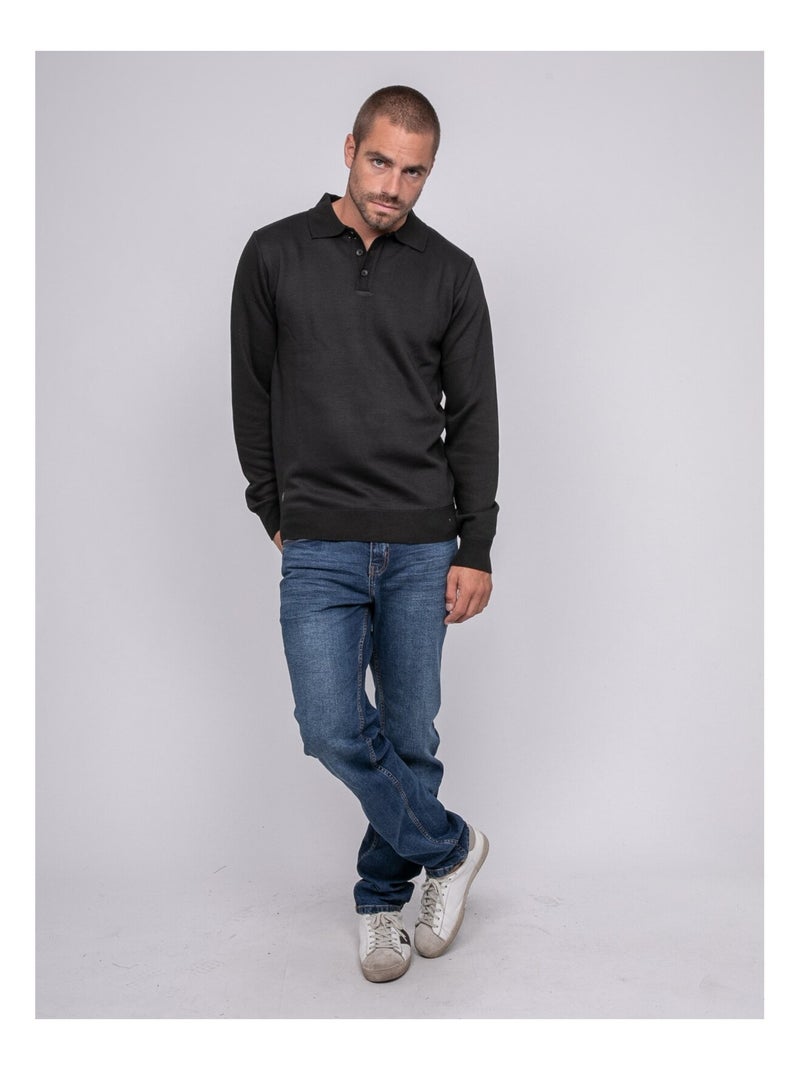 Pull colletto polo LOMEDI Nero - Kiabi