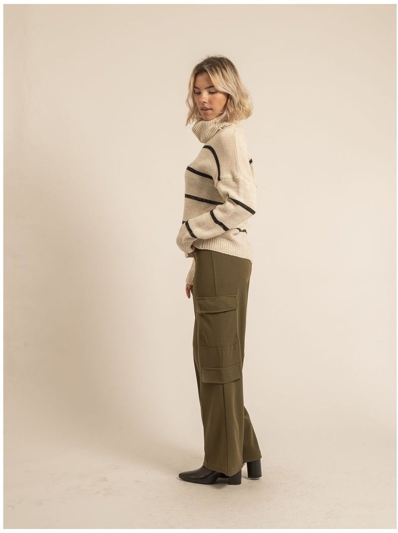 Pull collo alto a righe KAVALIE Beige - Kiabi