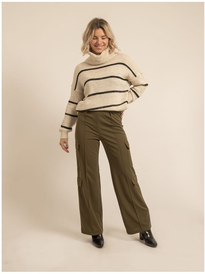 Pull collo alto a righe KAVALIE Beige - Kiabi