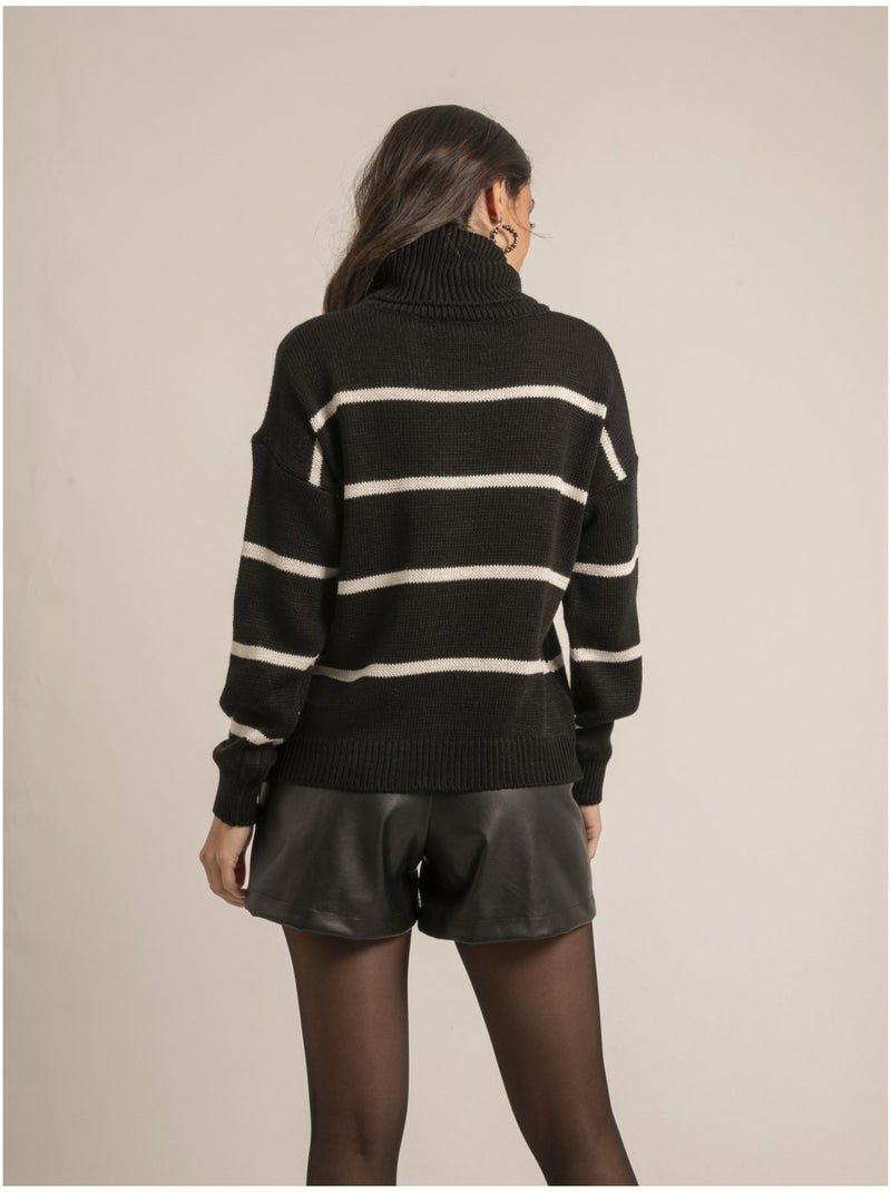 Pull collo alto a righe KAVALIE Nero - Kiabi