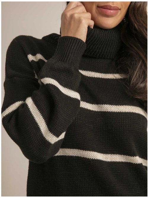 Pull collo alto a righe KAVALIE - Kiabi