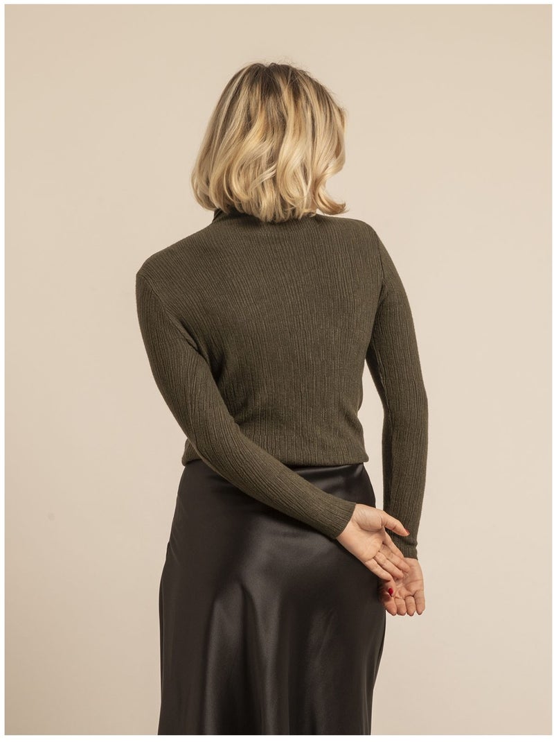 Pull collo alto texturizzato KILANIE Cachi - Kiabi