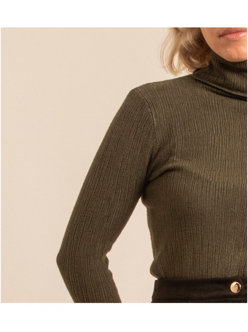 Pull collo alto texturizzato KILANIE Cachi - Kiabi