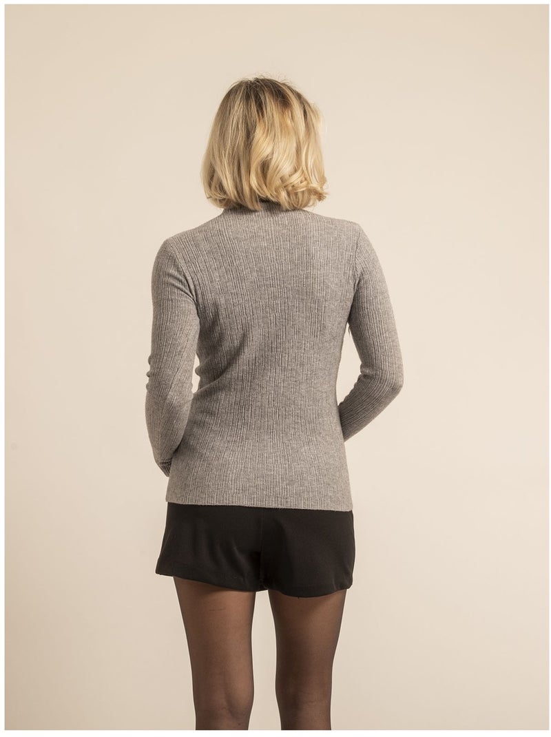 Pull collo alto texturizzato KILANIE Grigio - Kiabi