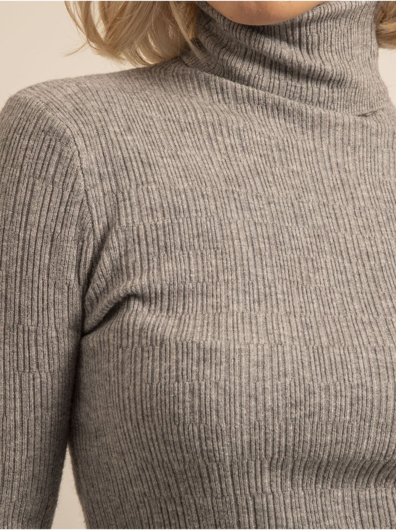 Pull collo alto texturizzato KILANIE Grigio - Kiabi