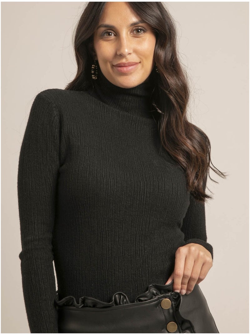 Pull collo alto texturizzato KILANIE Nero - Kiabi