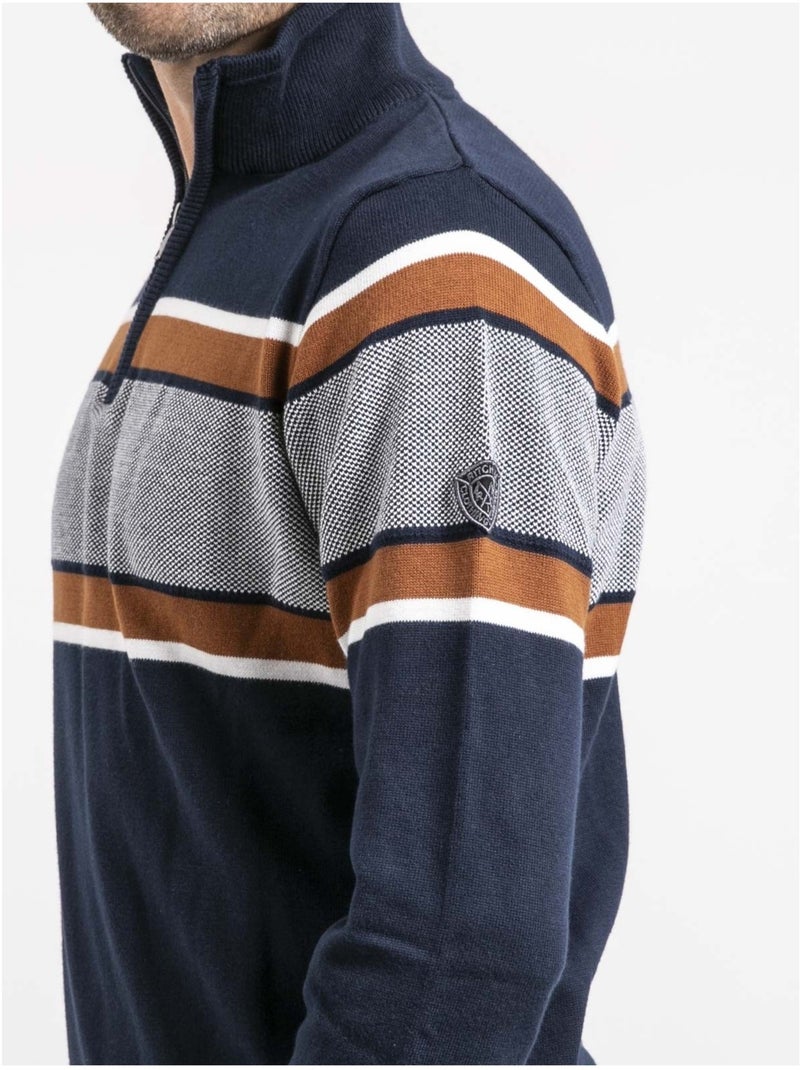 Pull collo con zip LOGONAL Blu marino - Kiabi
