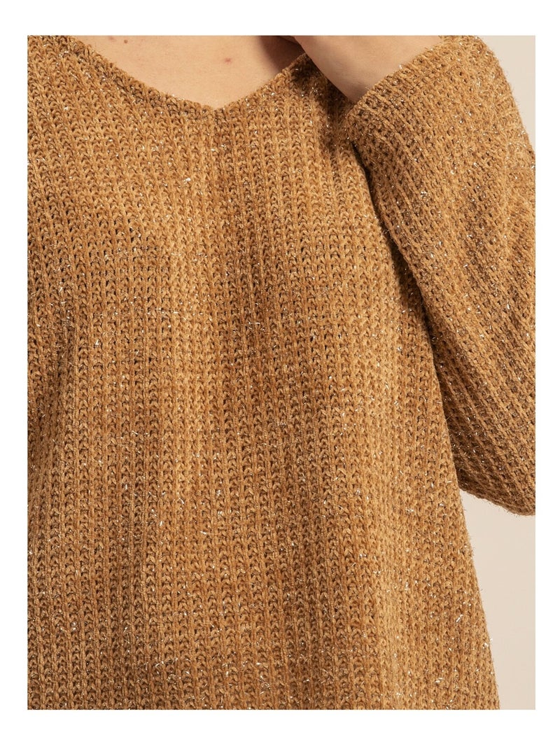 Pull collo largo KARIELLE Marrone caramello - Kiabi