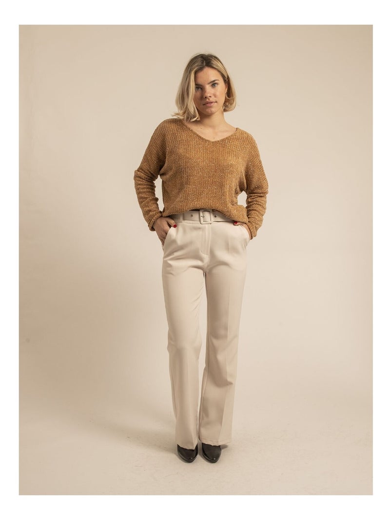 Pull collo largo KARIELLE Marrone caramello - Kiabi