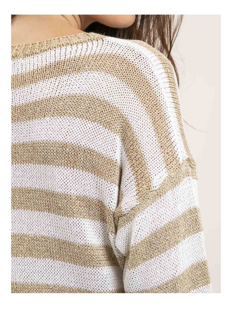 Pull con motivi a righe lurex KANINA Bianco - Kiabi