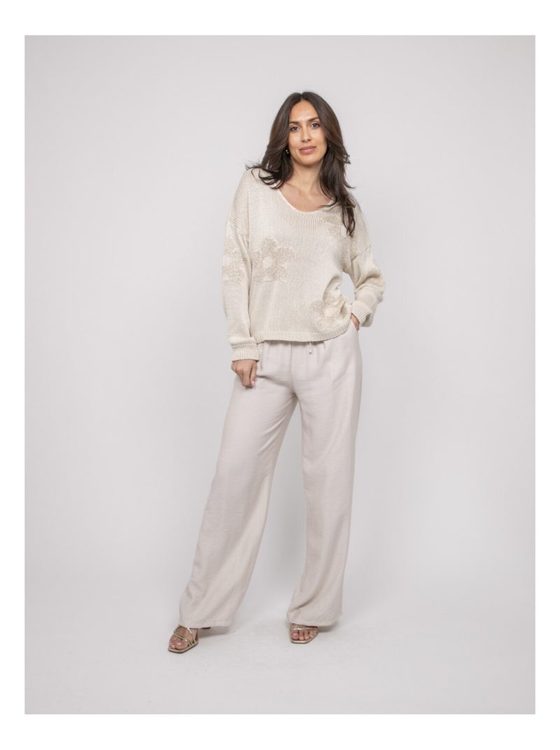 Pull con motivi lurex KALYSSA Beige - Kiabi