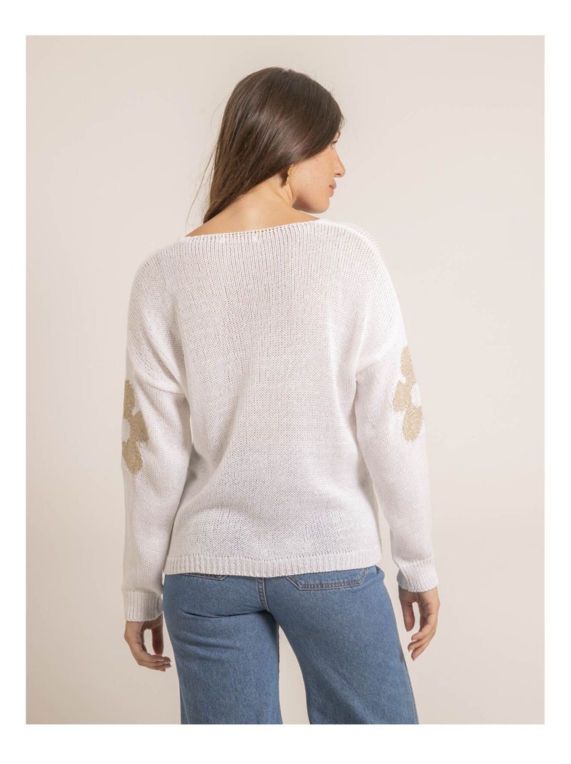 Pull con motivi lurex KALYSSA Bianco - Kiabi
