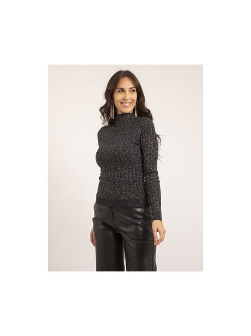Pull fine col montant paillettes KABIANA - Kiabi