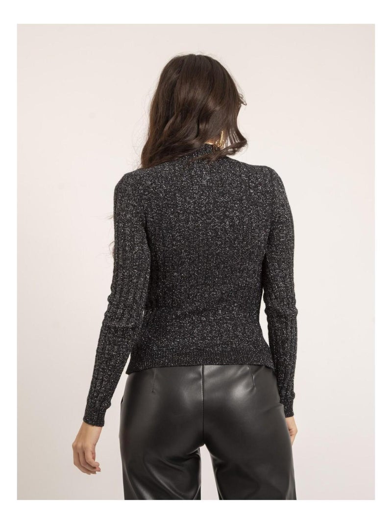 Pull fine col montant paillettes KABIANA Nero - Kiabi