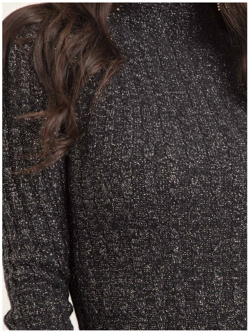 Pull fine col montant paillettes KABIANA Nero - Kiabi