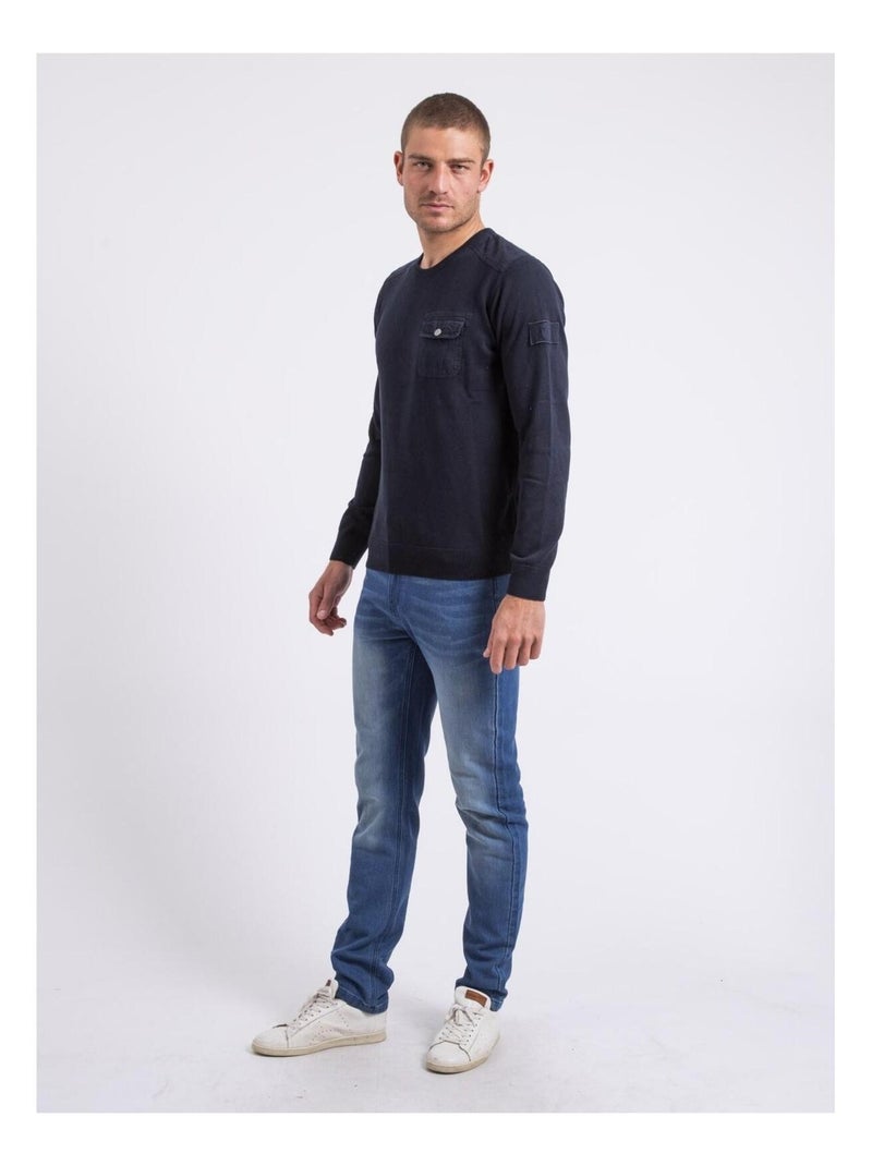 Pull fine girocollo AMARTIN Blu marino - Kiabi