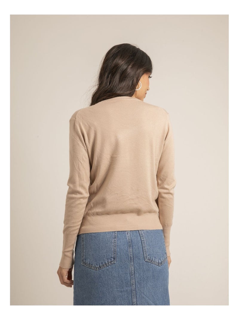 Pull fine girocollo KETALIA Beige - Kiabi