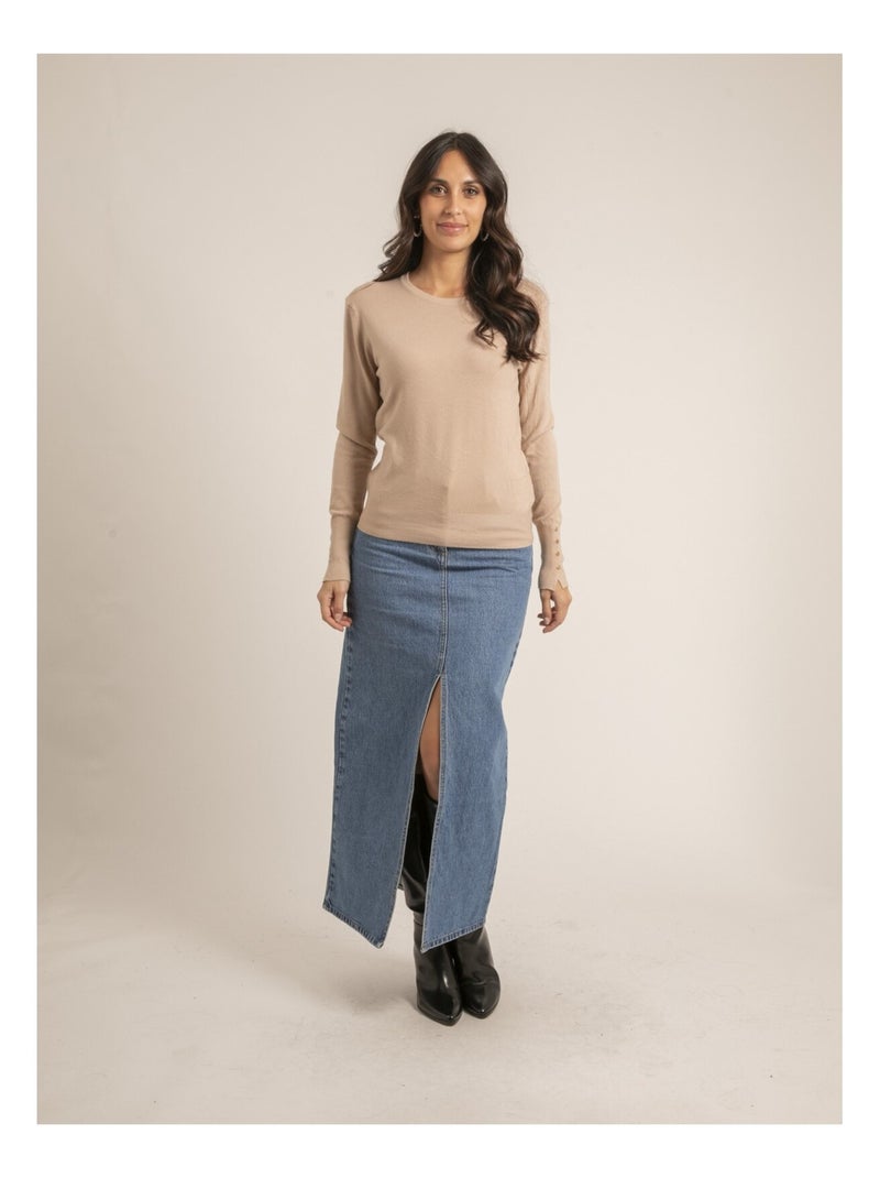 Pull fine girocollo KETALIA Beige - Kiabi