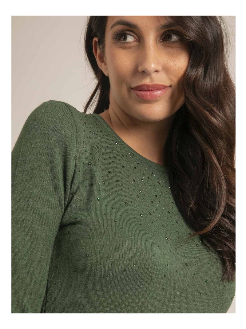Pull fine girocollo strass KAPOLINA Cachi - Kiabi
