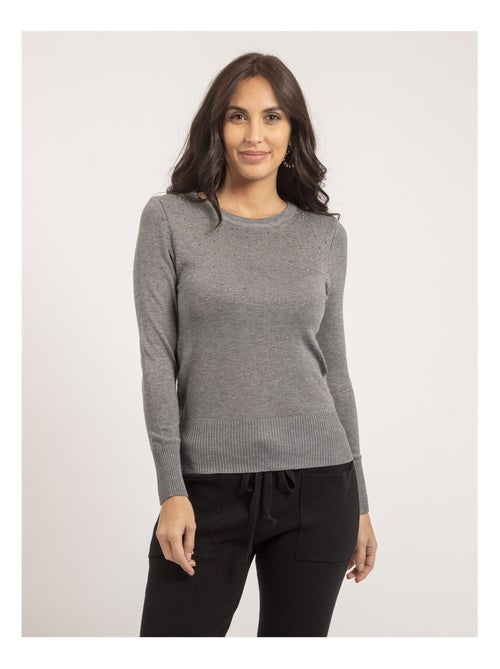 Pull fine girocollo strass KAPOLINA - Kiabi