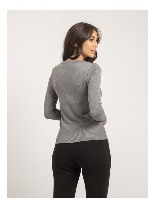 Pull fine girocollo strass KAPOLINA - Kiabi