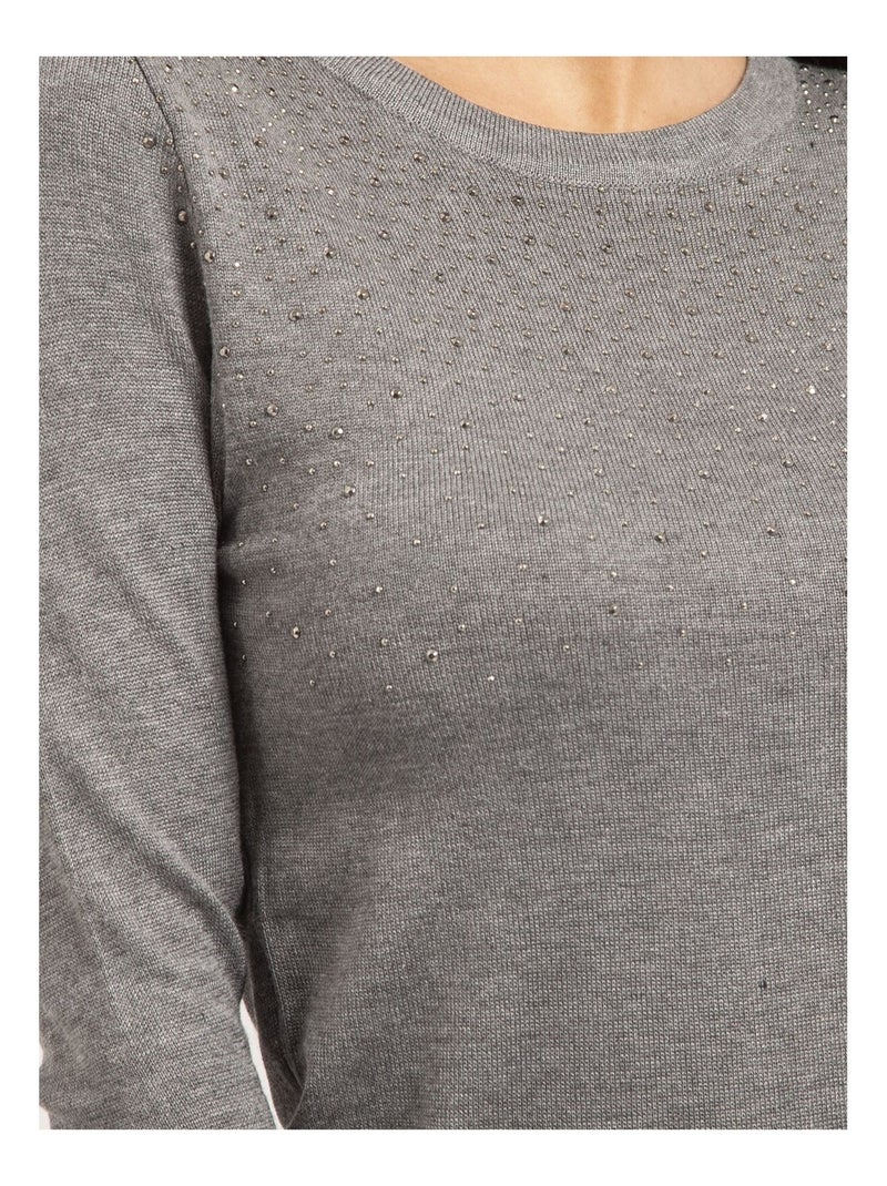 Pull fine girocollo strass KAPOLINA Grigio - Kiabi