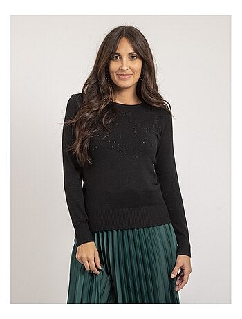 Pull fine girocollo strass KAPOLINA