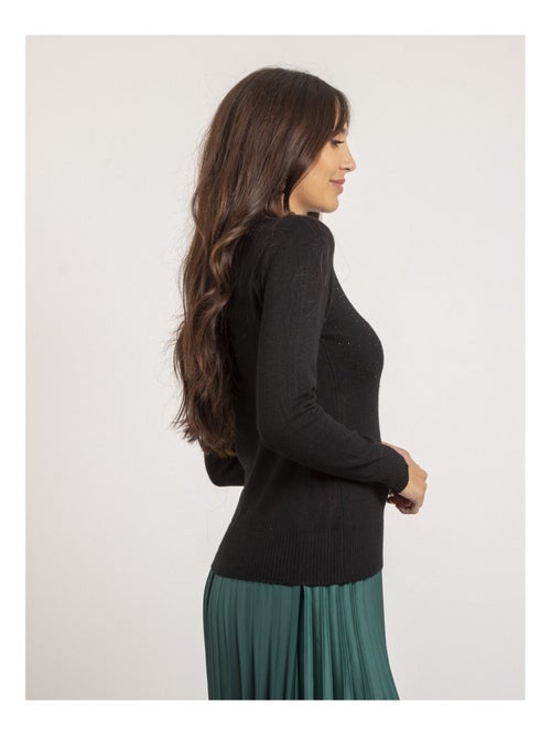 Pull fine girocollo strass KAPOLINA - Kiabi