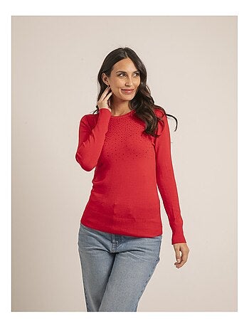 Pull fine girocollo strass KAPOLINA