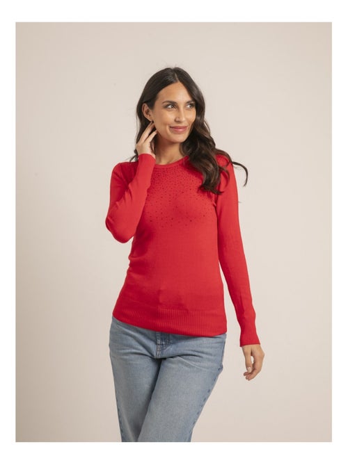 Pull fine girocollo strass KAPOLINA - Kiabi
