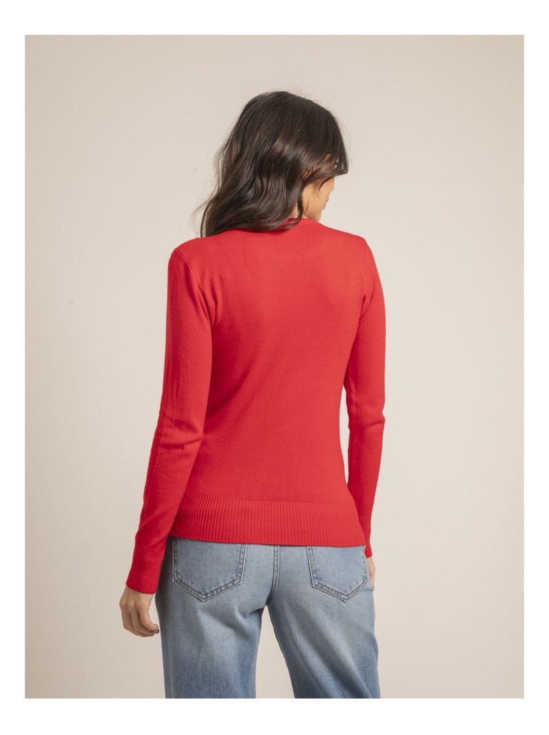 Pull fine girocollo strass KAPOLINA Rosso - Kiabi
