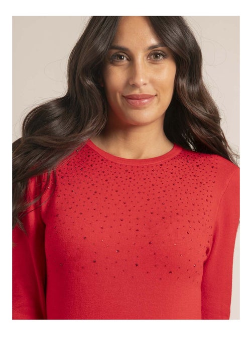 Pull fine girocollo strass KAPOLINA - Kiabi