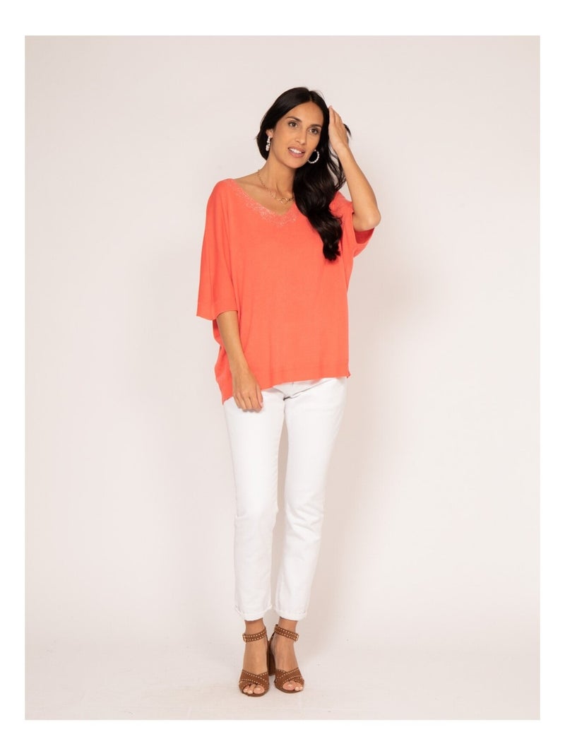 Pull fine KUSMI Arancione corallo - Kiabi