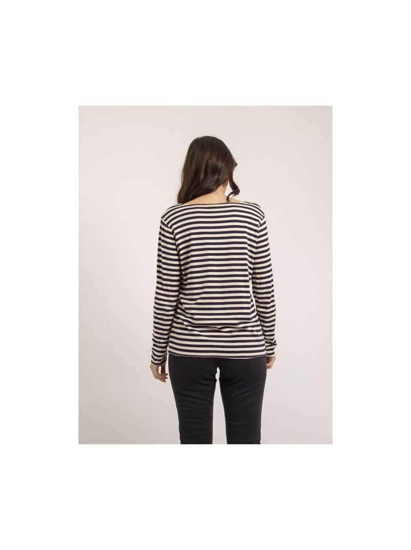Pull fine rayures KEMILE Blu marino - Kiabi