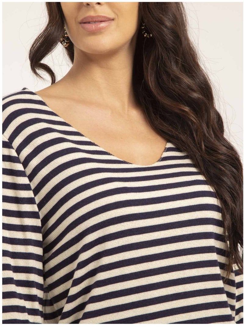 Pull fine rayures KEMILE Blu marino - Kiabi