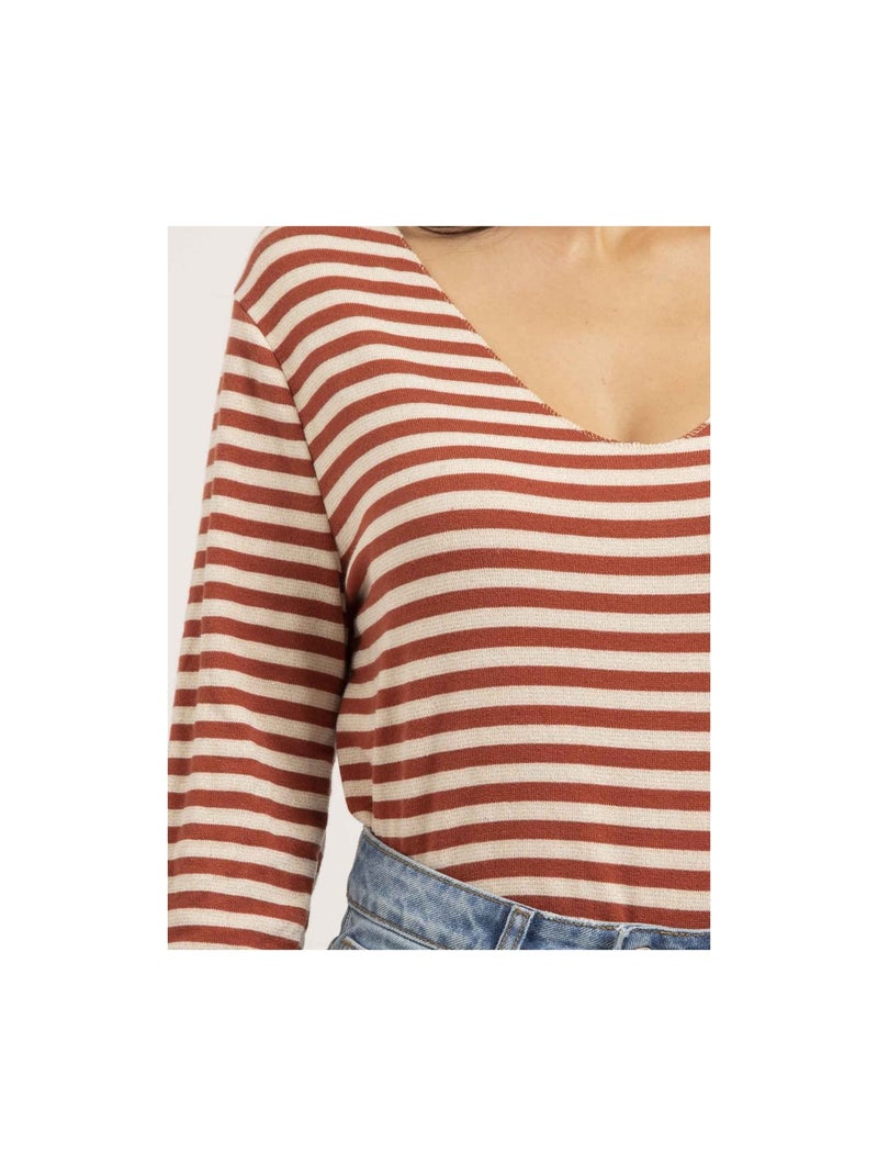 Pull fine rayures KEMILE Rosso mattone - Kiabi