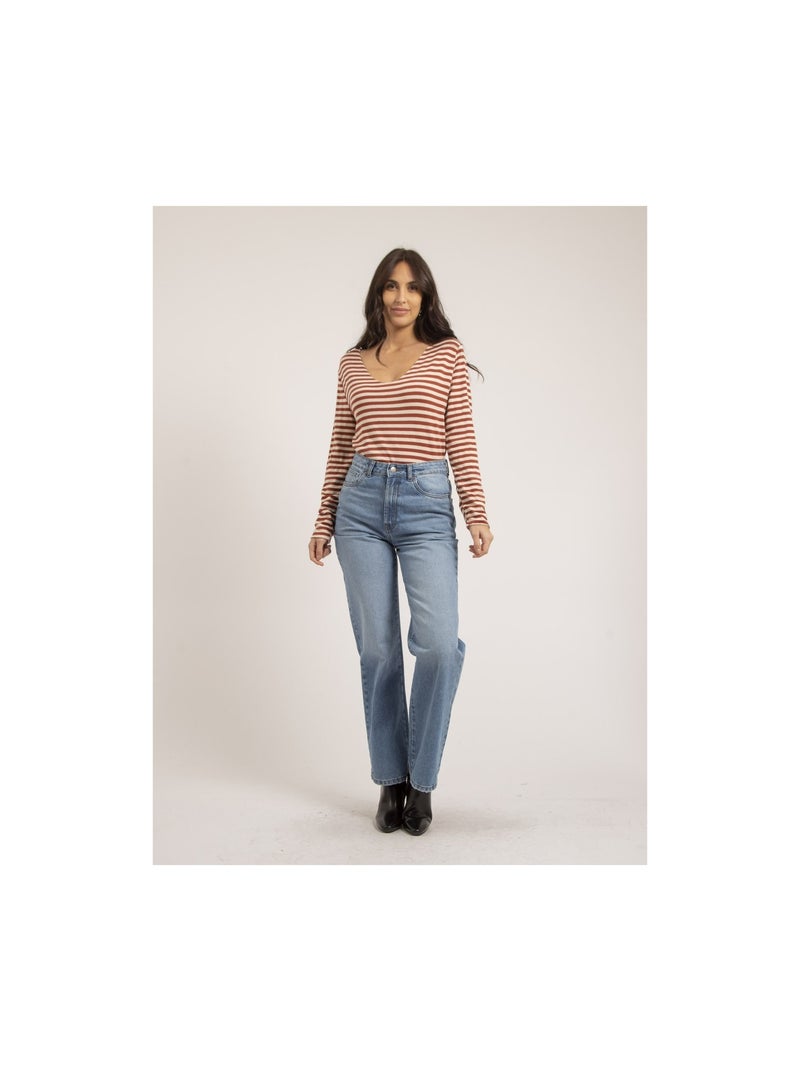 Pull fine rayures KEMILE Rosso mattone - Kiabi