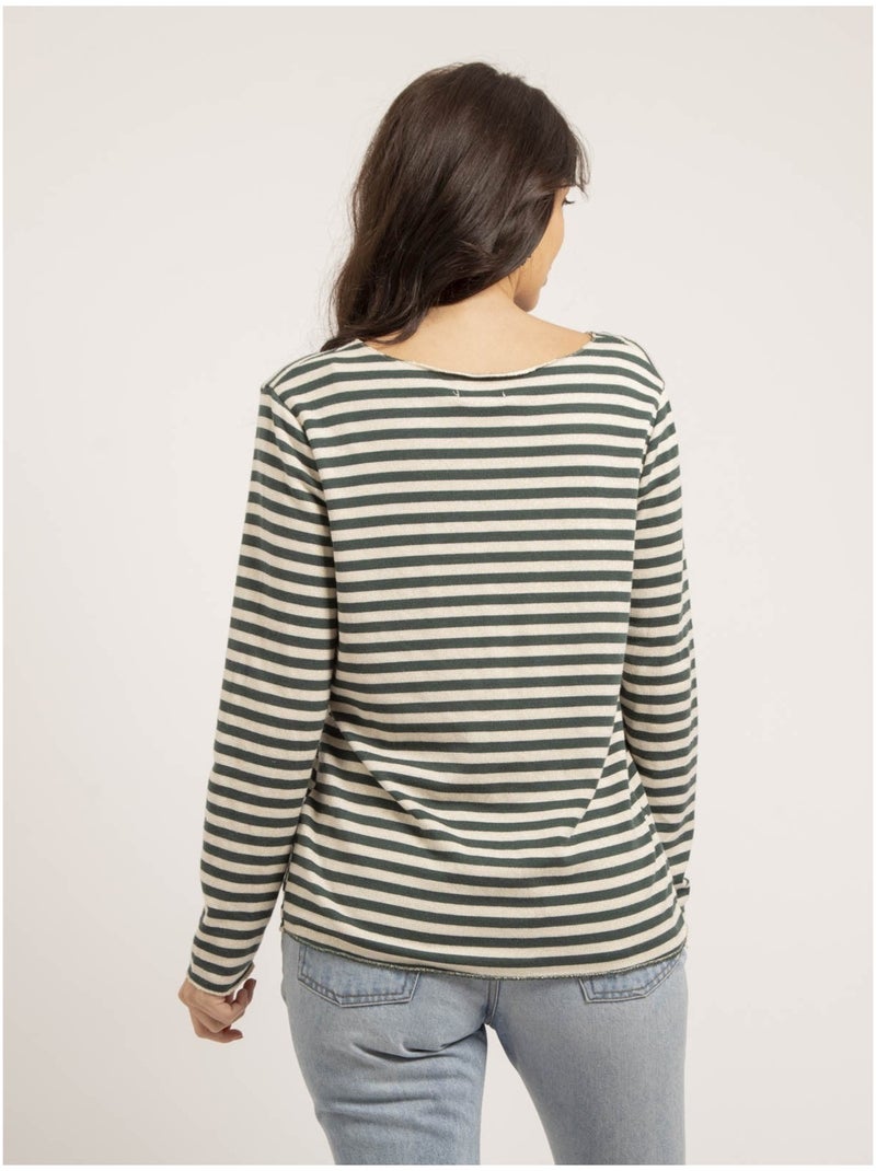Pull fine rayures KEMILE Verde foresta - Kiabi