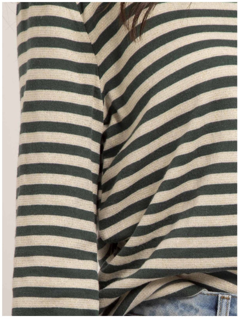 Pull fine rayures KEMILE Verde foresta - Kiabi