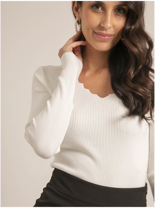 Pull fine scollo a V fantasia KARISSA - Kiabi