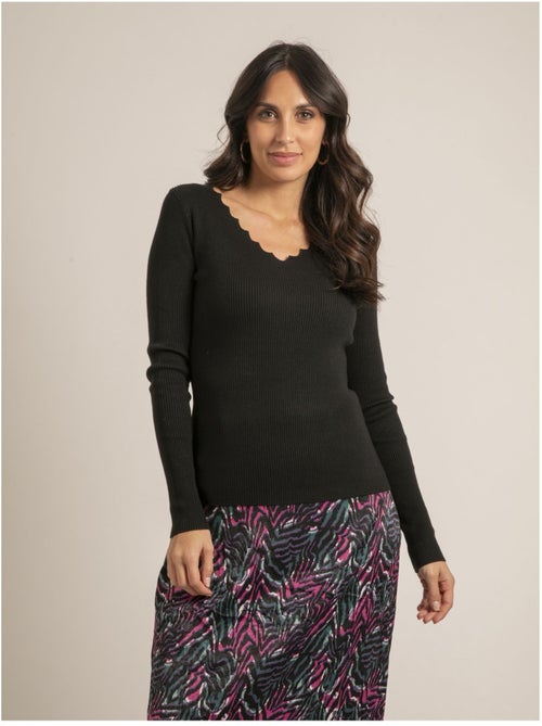 Pull fine scollo a V fantasia KARISSA - Kiabi