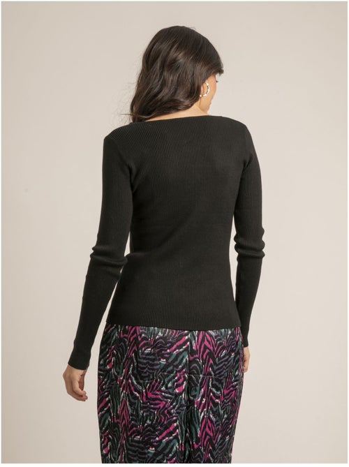 Pull fine scollo a V fantasia KARISSA - Kiabi