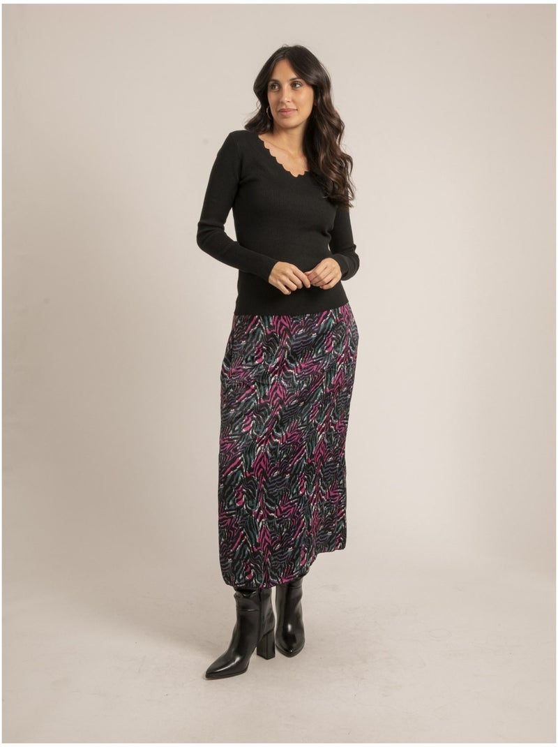 Pull fine scollo a V fantasia KARISSA Nero - Kiabi