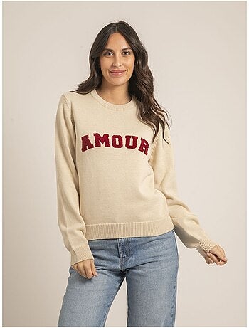 Pull girocollo pur coton message KOURI