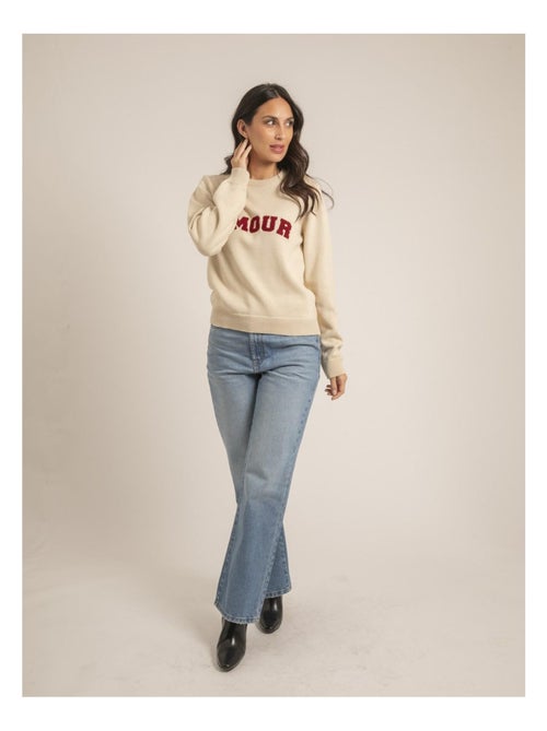 Pull girocollo pur coton message KOURI - Kiabi