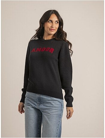Pull girocollo pur coton message KOURI