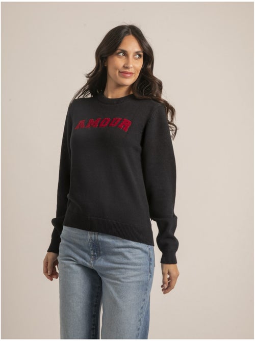 Pull girocollo pur coton message KOURI - Kiabi