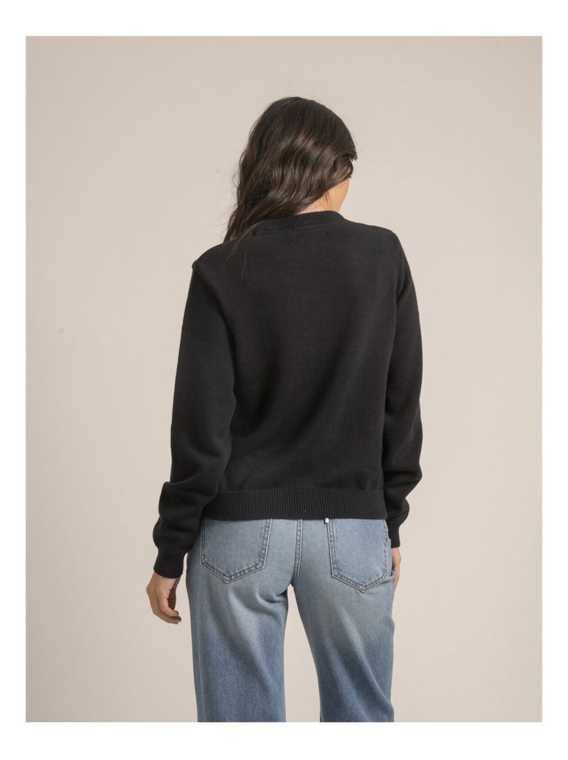 Pull girocollo pur coton message KOURI Blu marino - Kiabi